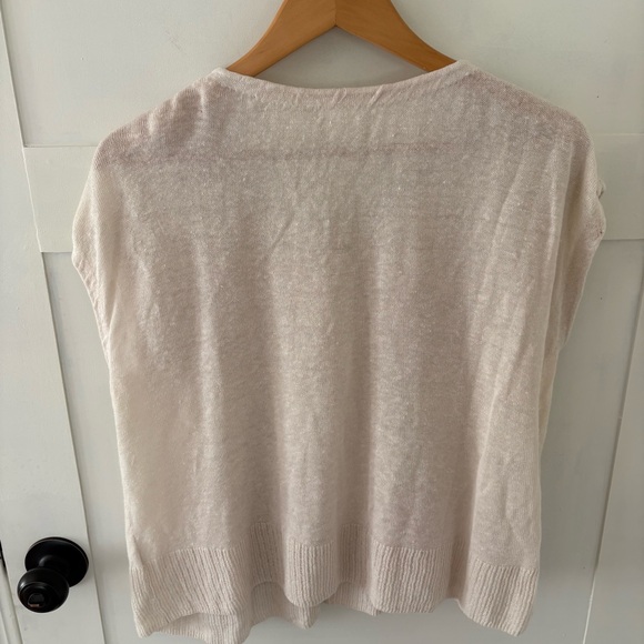 Garnet Hill Organic Linen Overlay Top Sweater. Size Large. - Picture 6 of 9